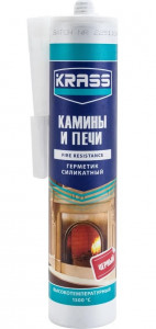 Герметик для каминов и печей 1500С KRASS силикатный, черный 300мл Герметик для каминов и печей 1500С KRASS силикатный, черный 300мл